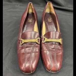 Gucci Burgundy Loafers with Gold Detail